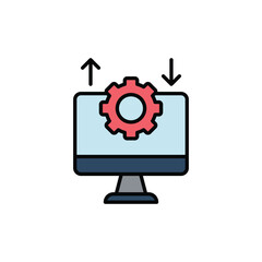 Monitor icon design with white background stock illustration