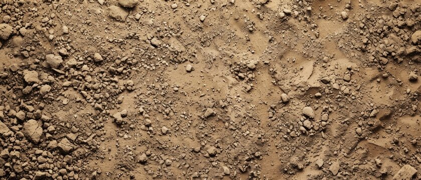 Panoramic close-up, high detail scan of light brown dirt material, Generative AI 