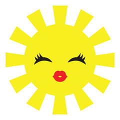 Cute sun vector cartoon illustration