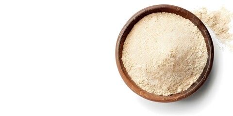 Kava Kava Powder on White Background Promoting Relaxation and Calmness. Concept Product Photography, Herbal Remedies, Wellness Promotion, Relaxation Lifestyle, White Background