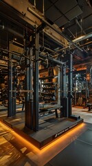 Modern, Industrial Gym Interior with Weightlifting Equipment. Concept of fitness, bodybuilding, and exercise