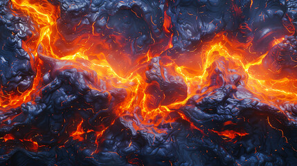 Vivid Top View of Smooth Lava Background in Flat Design - Volcanic Theme Animation Concept