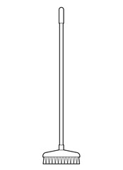 Broom household tool.  Isolated outline Illustration on white background.  Design element 