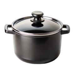 Black cooking pot isolated on transparent background
