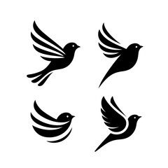 silhouette logo Bird Sparrow Artistic