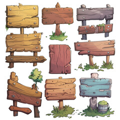 Fototapeta premium cartoon style traffic wooden signs, PNG, transparent background, Ai Generated Images