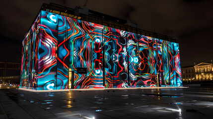 Spectacular Display of VJ Projection Mapping on Architectural Facade