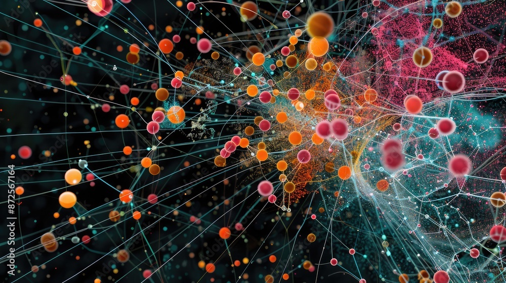 Poster an abstract representation of big data analysis with interconnected data points