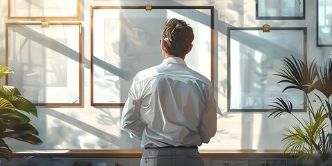 Proud CEO Reflecting on Company Achievements in Office Interior