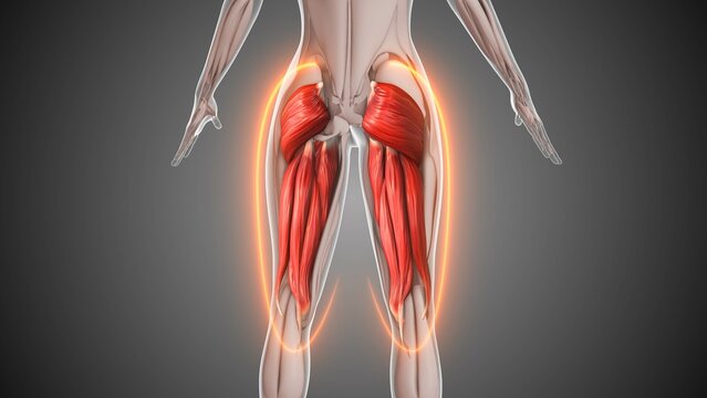 Animation of the hamstring and gluteus muscles
