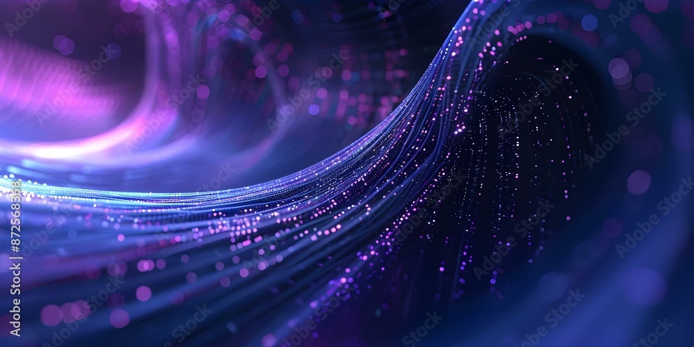 Poster abstract data flow connection digital lines in blue and purple. concept data flow analysis, abstract