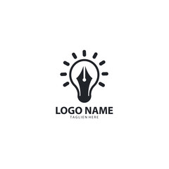 lamp author logo design vector