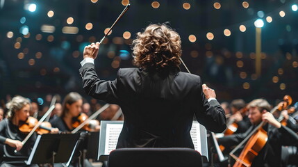 Orchestra Conductor Leading Performance Classical Music Concert Stage