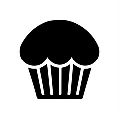 Cupcake vector silhouette on white background. Cupcake icon sign illustration design.
