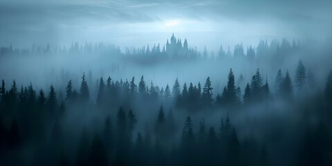 Fototapeta premium Creating a Magical Enchanting Fantasy World with Misty Forests and Ethereal Castles for Readers. Concept Fantasy Setting, Misty Forests, Ethereal Castles, Magical Enchantment, Readers