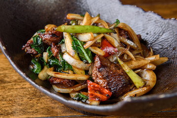 a stir-fried beef dish Thai food 소고기 볶음 요리  