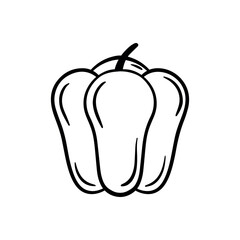 Hand Drawn Pepper Paprika in Black Line Icon Clipart for Vegetables and Spices Vector Illustration