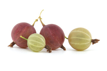 Close-up of fresh gooseberries isolated on white background