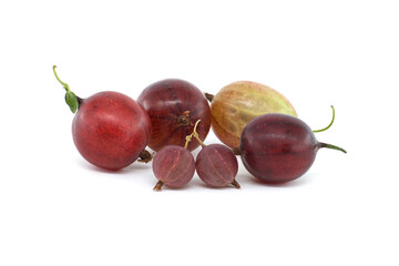 Close-up of fresh gooseberries isolated on white background
