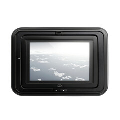 Fototapeta premium Inflight connectivity screen, internet access, high speed, black, isolated on white background