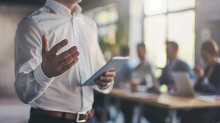 Obraz premium A business person presenting during a virtual meeting