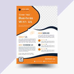 a4 flyer template, modern template, and modern design, perfect for creative professional, black and orange. Corporate business flyer,  marketing, business proposal, promotion, advertise, publication,
