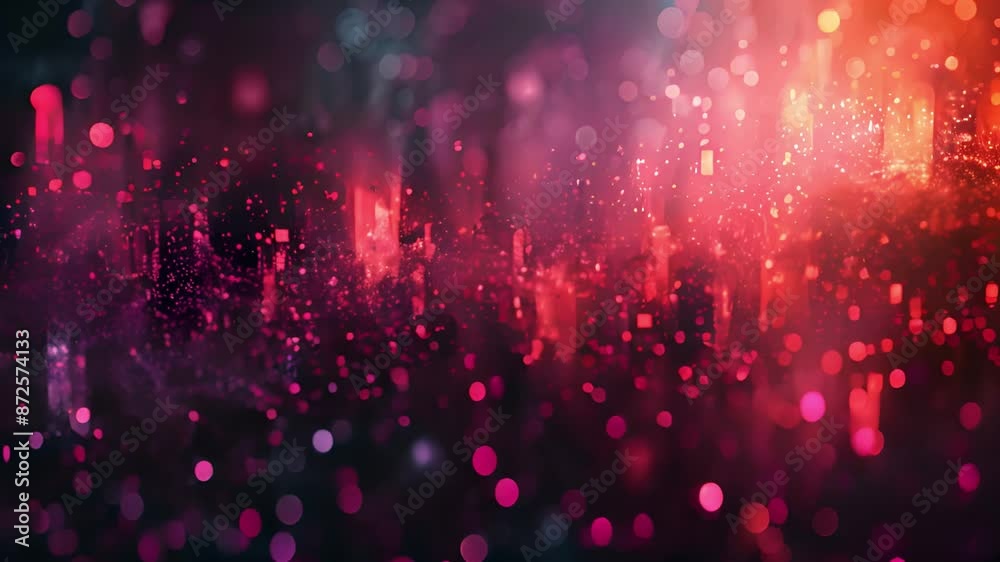 Poster an abstract image of a cityscape with red and blue lights. the image is blurred and out of focus, gi