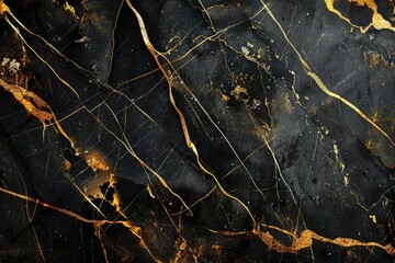 Obraz premium black marble background with yellow veins