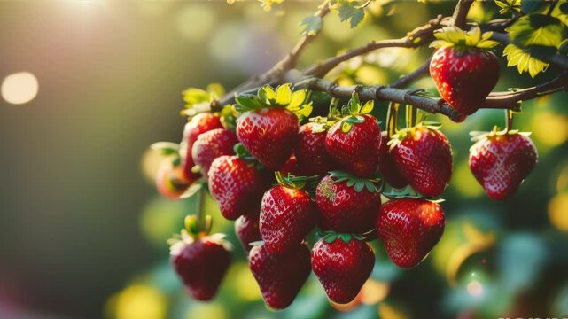  Ripe raspberry on a branch ,generative ai