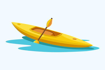 Vector illustration of a yellow kayak floating on the water