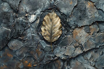 Artistic Dark Liquid leaf and Stone Texture Background With Generative AI