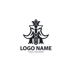 sword Elephant logo design vector