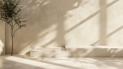 Smooth and seamless beige wall texture with soft shadows, perfect for a minimalist and modern background