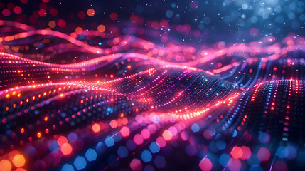 Interconnected futuristic cables pulsing with neon light representing a surreal technological environment and digital information exchange in a Tron like aesthetic