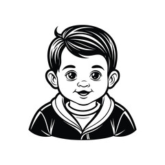 Realistic Cartoon Baby Clean Line Art