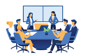 Office meeting room, business concept vector illustration