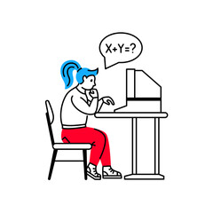 Woman studying math online
