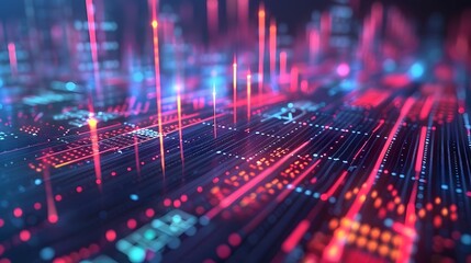 Obraz premium A computer screen with a red and blue background and a red and blue line