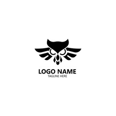 wing head owl logo design vector