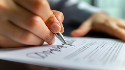 Detailed ASL hand gestures signing a business contract, ideal for learners and financial sector content.