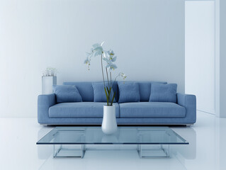 Minimalistische wohnzimmer mit sofa und Tisch. Modernes Design.