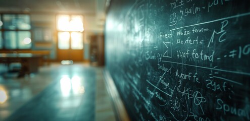 Abstract Mathematical Equations Displayed On A Digital Screen At Night