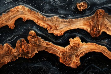 Maple Wood and Dark Liquid Texture Background With Generative AI