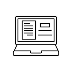 Online exam result line icon. Laptop computer with grade result linear illustration for web and app on white background..eps