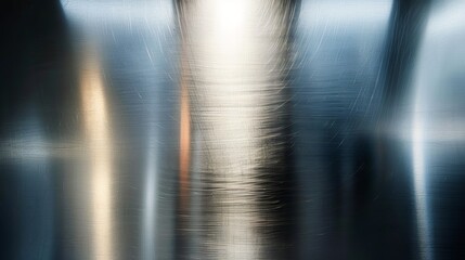 A sleek stainless steel surface, characterized by its smooth, reflective texture and modern aesthetic appeal.