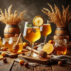 Sweet Yellow Honey Wine Meade Ready to Drink