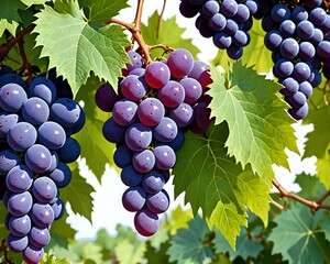 Fototapeta premium Close-up of ripe grapes on the vine.