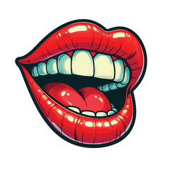 Obraz premium mouth red lips illustration transparent background vector