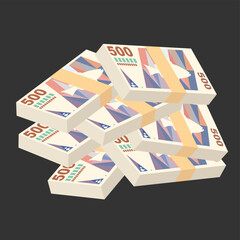Aruban Florin Vector Illustration. Aruba, Netherlands money set bundle banknotes. Paper money 500 AWG. Flat style. Isolated on white background. Simple minimal design.