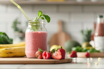 Wellness Routine - Young Adult Preparing a Nutritious Smoothie for Self-Care and Healthy Home Habit